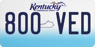 KY license plate 800VED