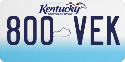 KY license plate 800VEK