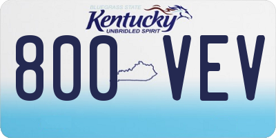 KY license plate 800VEV