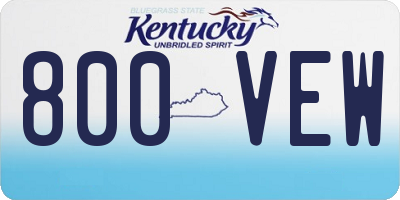 KY license plate 800VEW