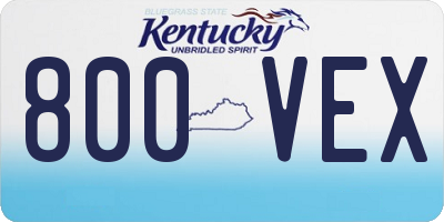 KY license plate 800VEX