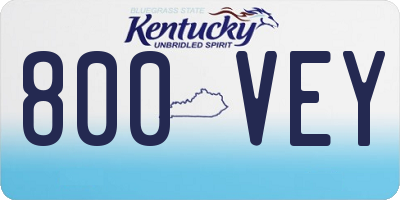 KY license plate 800VEY