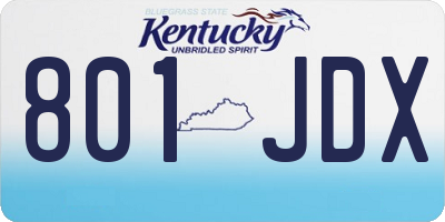 KY license plate 801JDX