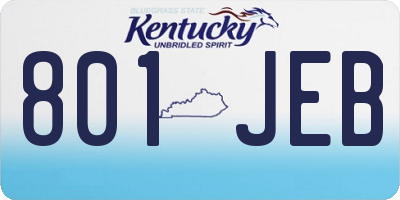 KY license plate 801JEB