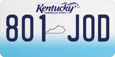 KY license plate 801JOD