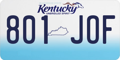 KY license plate 801JOF