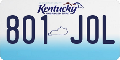 KY license plate 801JOL