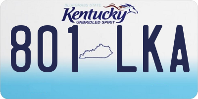 KY license plate 801LKA