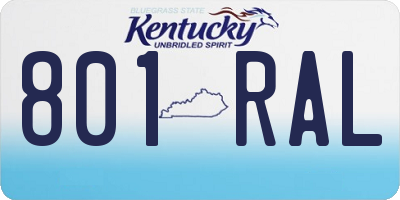 KY license plate 801RAL