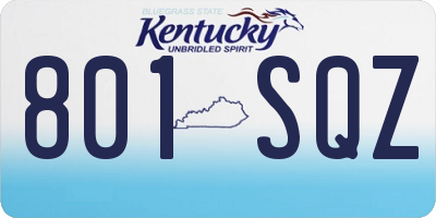 KY license plate 801SQZ
