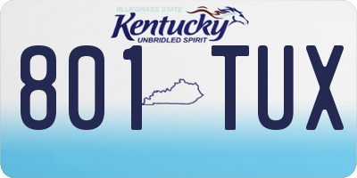 KY license plate 801TUX