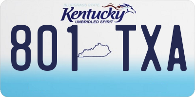 KY license plate 801TXA