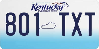 KY license plate 801TXT