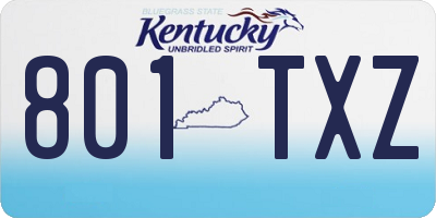 KY license plate 801TXZ