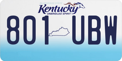 KY license plate 801UBW