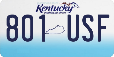 KY license plate 801USF