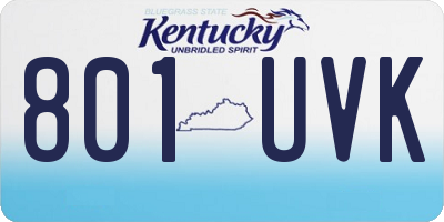 KY license plate 801UVK