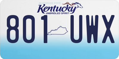 KY license plate 801UWX