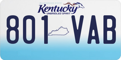KY license plate 801VAB