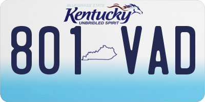 KY license plate 801VAD