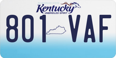 KY license plate 801VAF