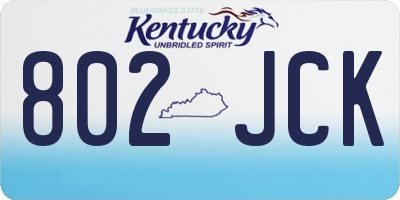 KY license plate 802JCK