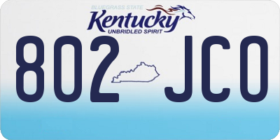 KY license plate 802JCO