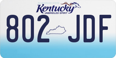 KY license plate 802JDF