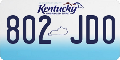 KY license plate 802JDO