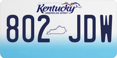 KY license plate 802JDW