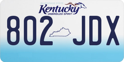 KY license plate 802JDX