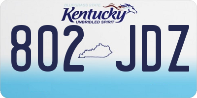 KY license plate 802JDZ