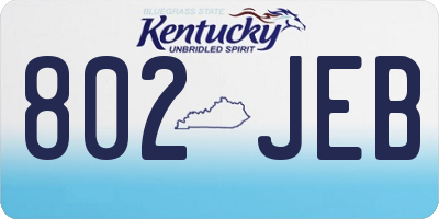 KY license plate 802JEB