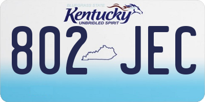 KY license plate 802JEC