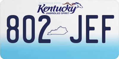 KY license plate 802JEF