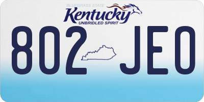 KY license plate 802JEO