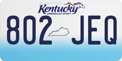 KY license plate 802JEQ