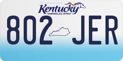 KY license plate 802JER