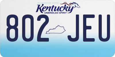 KY license plate 802JEU