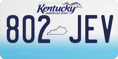 KY license plate 802JEV