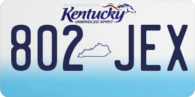KY license plate 802JEX