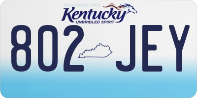 KY license plate 802JEY