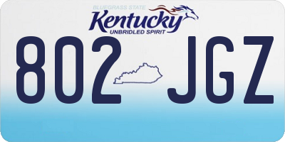 KY license plate 802JGZ