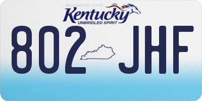 KY license plate 802JHF