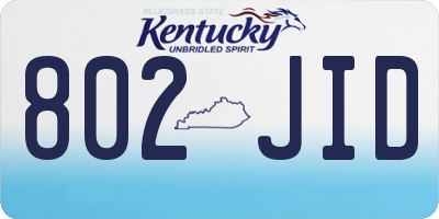 KY license plate 802JID