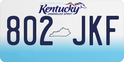 KY license plate 802JKF