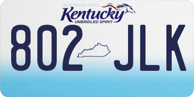 KY license plate 802JLK