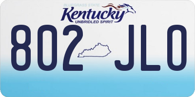 KY license plate 802JLO