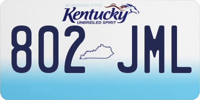 KY license plate 802JML