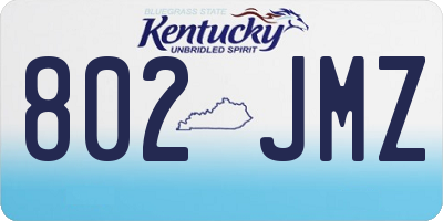 KY license plate 802JMZ